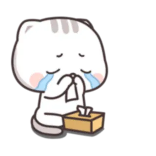 😭 cat, crying, sad, tissue, cartoon telegram sticker
