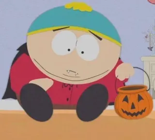 🙁 Eric Cartman South Park 卡通, 万圣节, 吸血鬼, 南方公园, 埃里克·卡特曼 telegram sticker