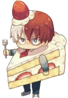 🍰 Shoto Todoroki My Hero Academia anime, My Hero Academia, Todoroki, słodkie, truskawka, ciasto telegram sticker