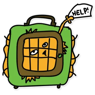😖 HELP! cage, help, cartoon, distress, animal, box, message telegram sticker