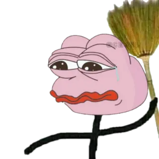🐸 Pepe the Frog pepe, frog, meme, sad, broom telegram sticker