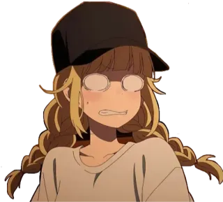 😍 anime, kobieta, kapelusz, blondynka, warkoczyki, dziewczyna whatsapp sticker