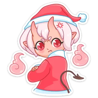 😝 อนิเมะ, ปีศาจ, คริสต์มาส, น่ารัก, โกรธ, จิบิ, สติกเกอร์ telegram sticker