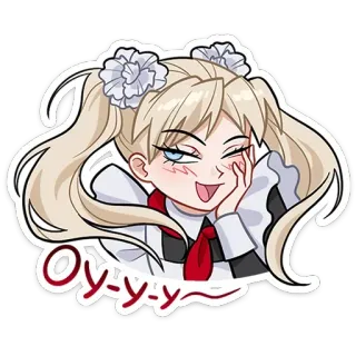 😄 Оу-у-у anime girl, blonde, cute, cartoon, maid, expression telegram sticker