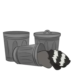 🗑️ Waschbär, Müll, Müllcontainer, Tier, Cartoon whatsapp sticker