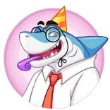 🥳 ฉลาม, ปาร์ตี้, แว่นตา, การ์ตูน, สัตว์, งานเฉลิมฉลอง telegram sticker