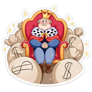 💰 king, money, throne, crown, wealth, cartoon, royalty whatsapp sticker