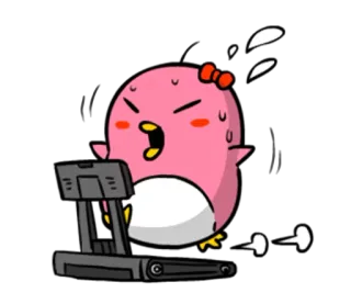 🏃 exercício, esteira, pássaro, desenho animado, fitness, suor telegram sticker