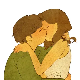 😘 любовь, поцелуй, пара, романтика, искусство, иллюстрация telegram sticker