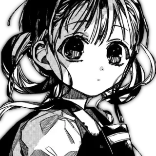 🙁 Garota anime, Mangá, Fofo, Preto e branco, Retrato telegram sticker