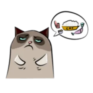 🍽 Grumpy Cat кот, ворчливый, мем, еда, питомец, мультфильм telegram sticker