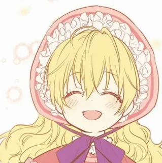 🎀 สาวอนิเมะ, น่ารัก, ผมบลอนด์, ยิ้ม, หมวกคลุมผม, การ์ตูน telegram sticker