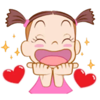 😍 Dibujos animados, Feliz, Chica, Corazón, Lindo, Kawaii whatsapp sticker