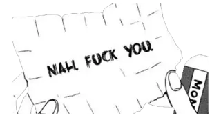 😑 NIAH, FUCK YOU. beleidigend, Schimpfwort, Text, Notiz whatsapp sticker