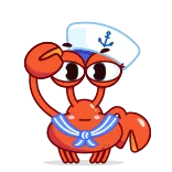 👌 게, 만화, 바다, 동물, 선원, 모자 telegram sticker
