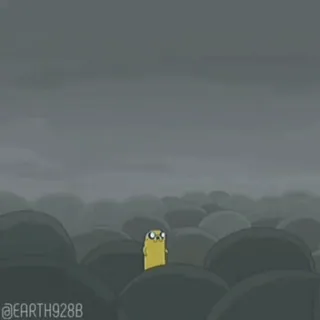 ⚡ Jake Adventure Time @EARTH928B cartoon, adventure time, jake, dog, cloudy, gloomy, walking telegram sticker
