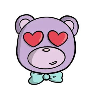 👐 ours, mignon, dessin animé, amour, yeux coeur, animal telegram sticker