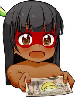 💰 소녀, 애니메이션, 돈, 바나나, 귀여운, 만화 telegram sticker
