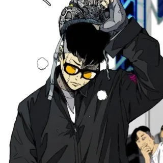 🌩 uomo, occhiali, giacca, anime, cartone animato whatsapp sticker