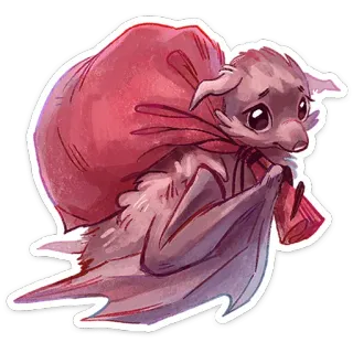 😔 bat, cute, animal, cartoon, sticker, mammal telegram sticker