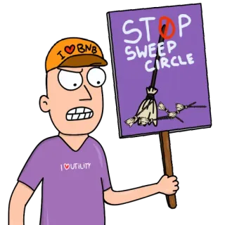 🧹 STOP SWEEP CIRCLE protes, kartun, berhenti, geser, lingkaran, tanda telegram sticker