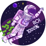 🚀 ROI 1000% astronauta, dinheiro, espaço, sucesso, finanças, investimento whatsapp sticker
