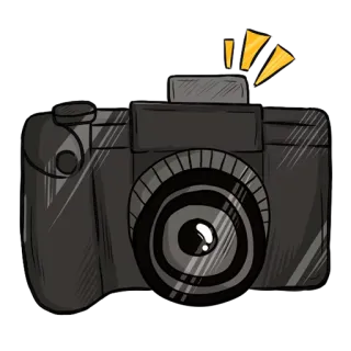 📸 appareil photo, photographie, objectif, flash, numérique, équipement telegram sticker