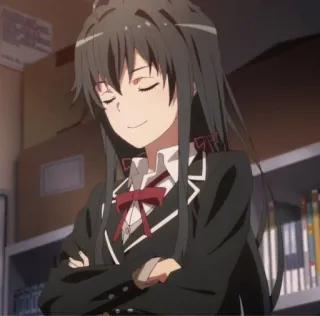 🫓 Yukino Yukinoshita My Teen Romantic Comedy SNAFU อนิเมะ, ผู้หญิง, ยิ้ม, น่ารัก, ตัวละคร, ชุดนักเรียน whatsapp sticker