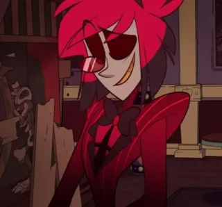 🍾 Alastor Hazbin Hotel alastor, hazbin hotel, demon, uśmiech, kreskówka telegram sticker