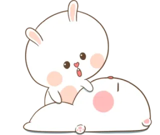 😌 thỏ, dễ thương, động vật, hoạt hình, sticker telegram sticker