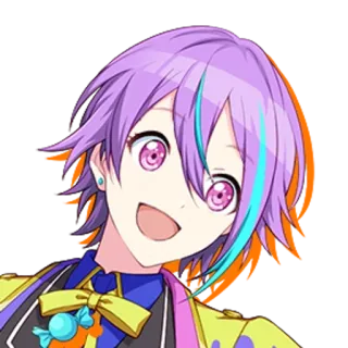 😀 anime, sticker, cartoon, cheerful, manga, purple hair, character telegram sticker