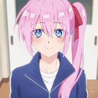 🐻 Anime, pinke Haare, blaue Augen, Mädchen, Charakter, Pferdeschwanz telegram sticker