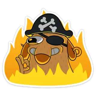 👌 해적, 개, 불, 만화, 동물, 안대, 해골, 뼈 whatsapp sticker