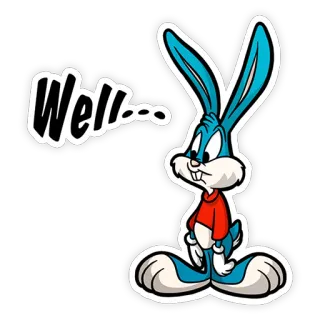 😐 Well... dessin animé, lapin, puits, autocollant, lapin telegram sticker