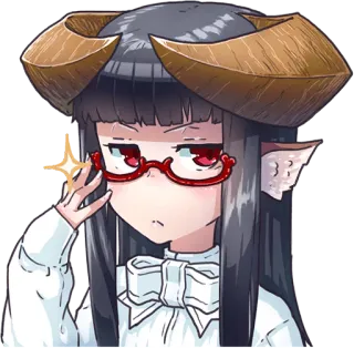 🤓 Anime, Cartone animato, Ragazza, Demone, Corna, Occhiali, Carino, Sticker telegram sticker