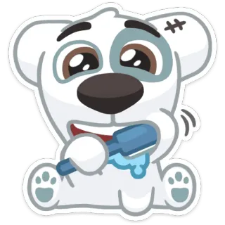 🦷 perro, dibujos animados, pincel, espuma, sentado, animal telegram sticker