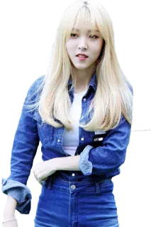 🙂 wanita, rambut pirang, denim, kasual, perempuan, potret telegram sticker