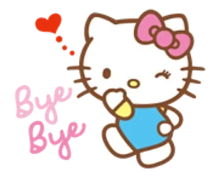 🌟 Hello Kitty Bye Bye chat, mignon, coeur, kawaii, dessin animé telegram sticker