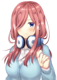 😁 Miku Nakano 5-toubun no Hanayome Anime, Chica, Auriculares, Linda, Miku Nakano, 5-toubun no hanayome telegram sticker