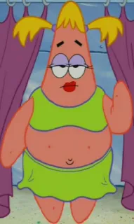🕸 Patrick Star SpongeBob SquarePants Desenho animado, Patrick, Vestido, Drag, Bob Esponja whatsapp sticker