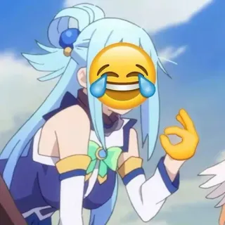 👌 Aqua Konosuba อนิเมะ, อิโมจิ, ตลก, ตัวละคร, การ์ตูน whatsapp sticker