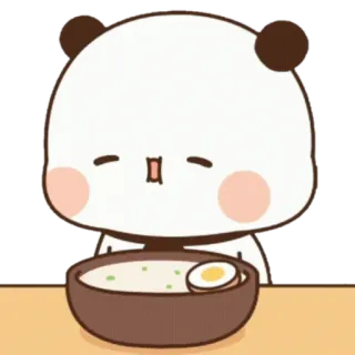 🍼 Panda, Desenho animado, Fofo, Animal, Tigela, Comendo, Kawaii telegram sticker