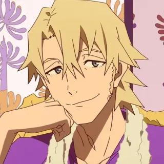 🤍 anime, biondo, ritratto, uomo, animazione telegram sticker
