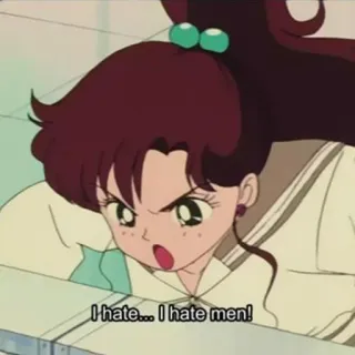 😖 I hate... I hate men! Anime, Misandri, Kemarahan, Kebencian whatsapp sticker