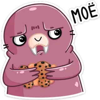 🍪 МОЁ Morsa, Dibujos animados, Galletas, Lindo, Triste, Animal telegram sticker