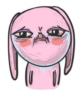 😢 coelho, desenho animado, personagem, ilustração, triste, rosa telegram sticker