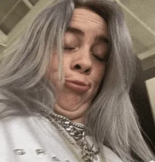 💚 Billie Eilish Billie Eilish, cantante, celebrità, ritratto, capelli grigi, persona, musica telegram sticker