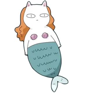 🧜‍♀️ sereia, gato, desenho animado, fantasia, fofo, animal whatsapp sticker