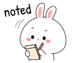 😉 lapin, lapinou, écriture, note, dessin animé, mignon whatsapp sticker