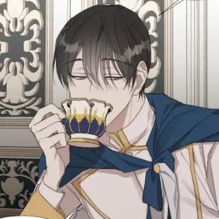 🌝 tea, drinking, man, anime, manga, portrait whatsapp sticker
